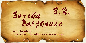 Borika Maljković vizit kartica